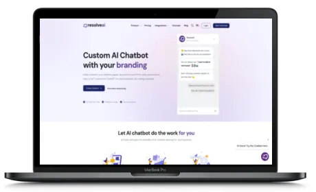 ResolveAI website displayed on a Macbook
