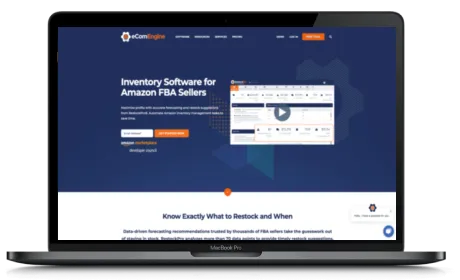 RestockPro website displayed on a Macbook