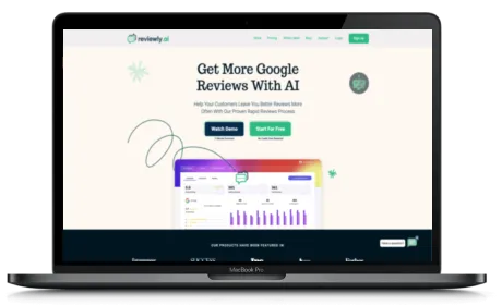 Reviewly website displayed on a Macbook