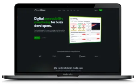 Rocket Validator website displayed on a Macbook