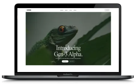 Runway website displayed on a Macbook