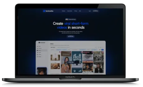 Sandcastles website displayed on a Macbook