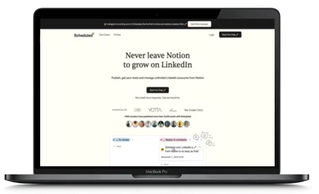 Scheduled.so website displayed on a Macbook