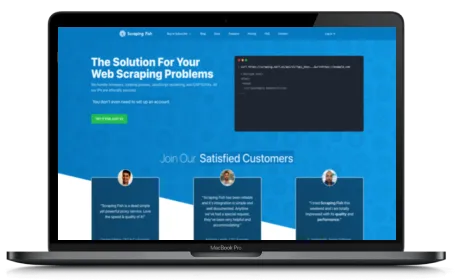 Scraping Fish website displayed on a Macbook