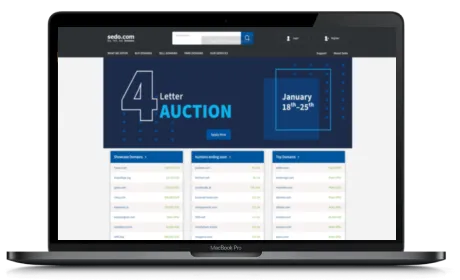 Sedo website displayed on a Macbook