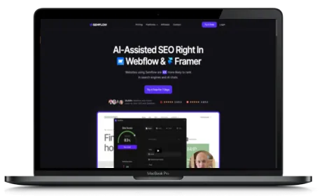 Semflow website displayed on a Macbook