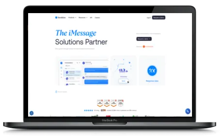 Sendblue website displayed on a Macbook