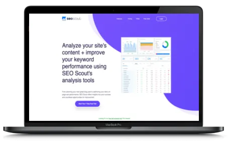 SEO Scout website displayed on a Macbook