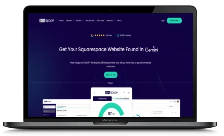 SEO Space website displayed on a Macbook