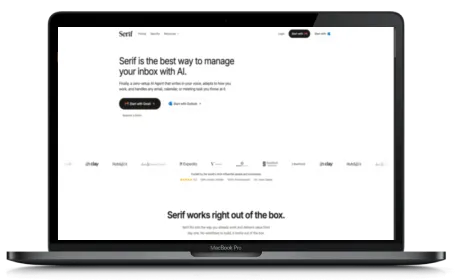 Serif website displayed on a Macbook