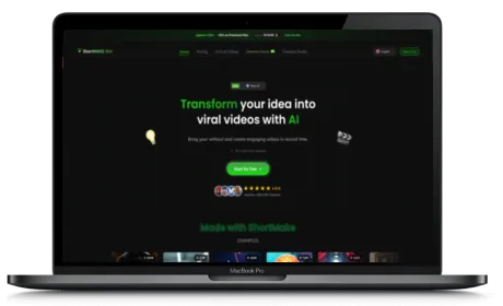 ShortMake website displayed on a Macbook