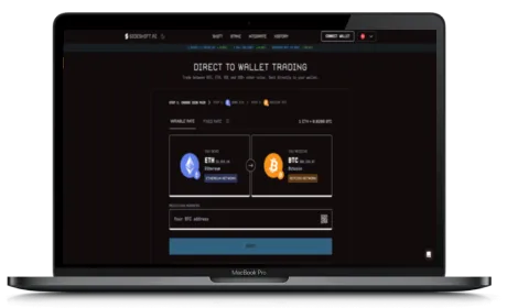 SideShift website displayed on a Macbook