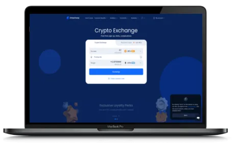 SimpleSwap website displayed on a Macbook