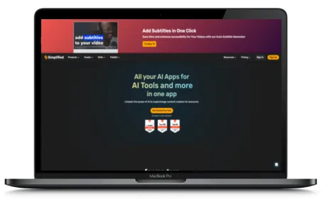 Simplified website displayed on a Macbook