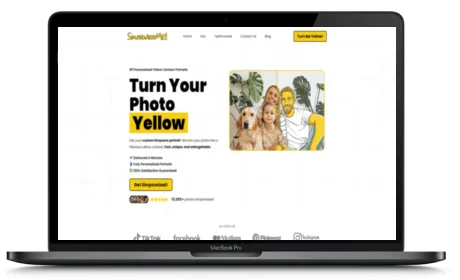 Simpsonize Me! website displayed on a Macbook