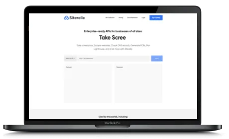 Siterelic website displayed on a Macbook