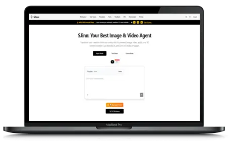 SJinn website displayed on a Macbook