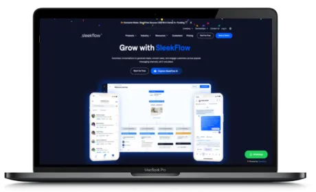 Sleekflow website displayed on a Macbook
