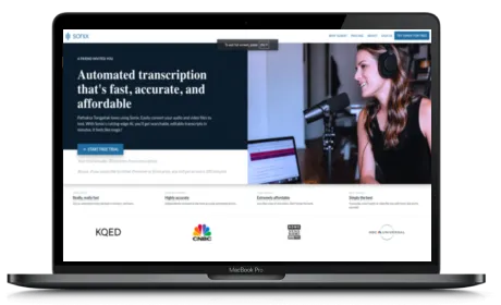 Sonix website displayed on a Macbook