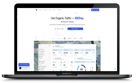 Soogle website displayed on a Macbook