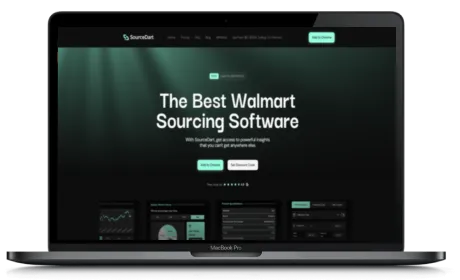 SourceDart website displayed on a Macbook