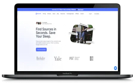 Sourcely website displayed on a Macbook
