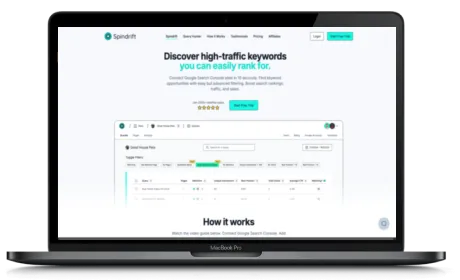 Spindrift website displayed on a Macbook