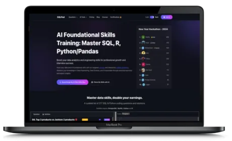 SQLPad website displayed on a Macbook