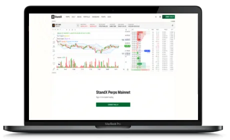 StandX website displayed on a Macbook