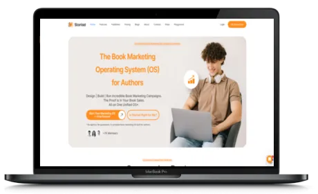 Storiad website displayed on a Macbook