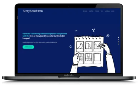 StoryboardHero website displayed on a Macbook