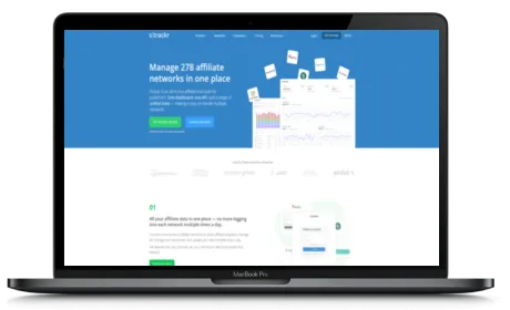 Strackr website displayed on a Macbook