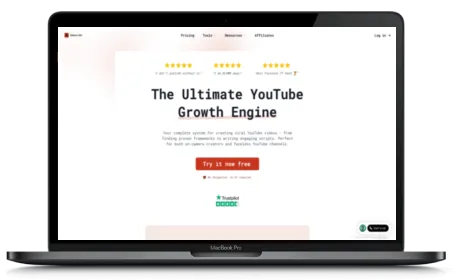 Subscribr website displayed on a Macbook