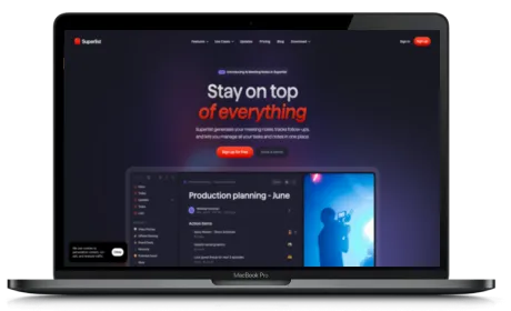 Superlist website displayed on a Macbook