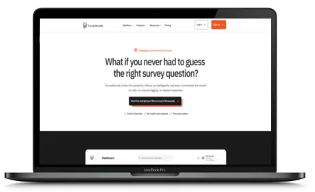 SurveyNoodle website displayed on a Macbook