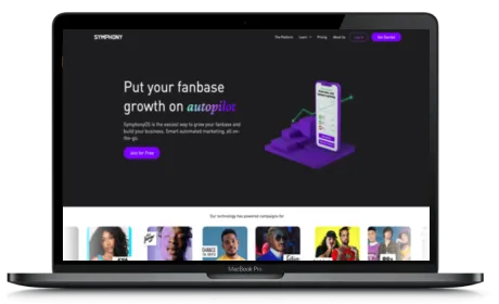Symphony website displayed on a Macbook