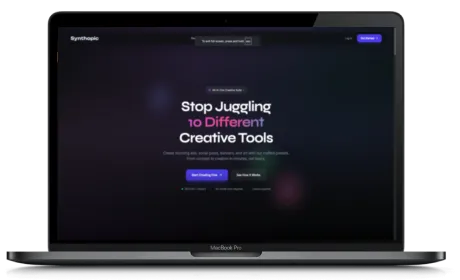 Synthopic website displayed on a Macbook