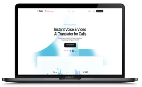 Talo website displayed on a Macbook