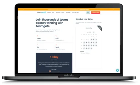 TeamGate website displayed on a Macbook