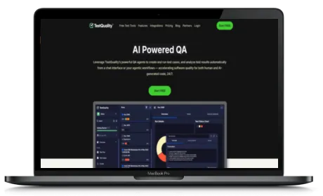 TestQuality website displayed on a Macbook