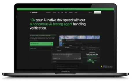 TestSprite website displayed on a Macbook
