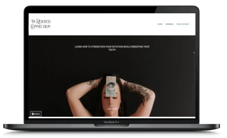The Rooted Connection website displayed on a Macbook