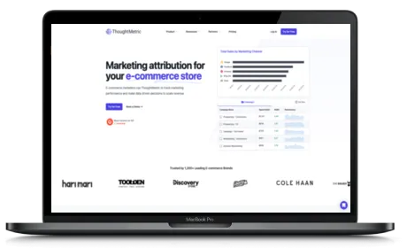 ThoughtMetric website displayed on a Macbook