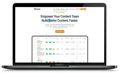 Thruuu website displayed on a Macbook