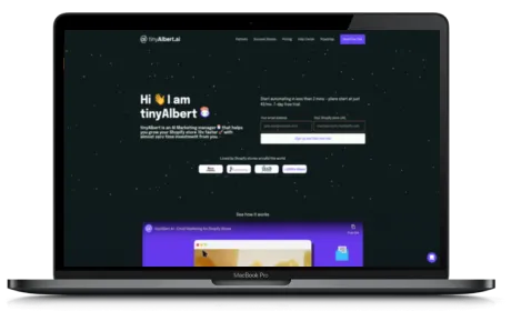tinyAlbert website displayed on a Macbook