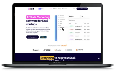 Tolt website displayed on a Macbook
