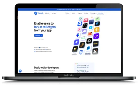 Transak website displayed on a Macbook
