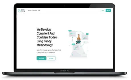 Trendy Trading website displayed on a Macbook