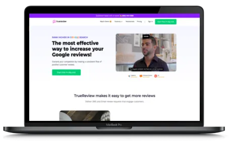 Truereview website displayed on a Macbook