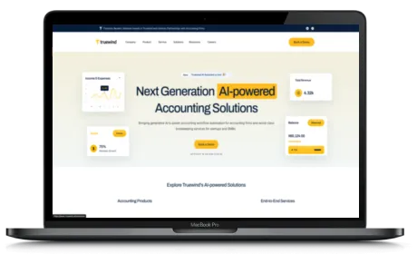 Truewind website displayed on a Macbook